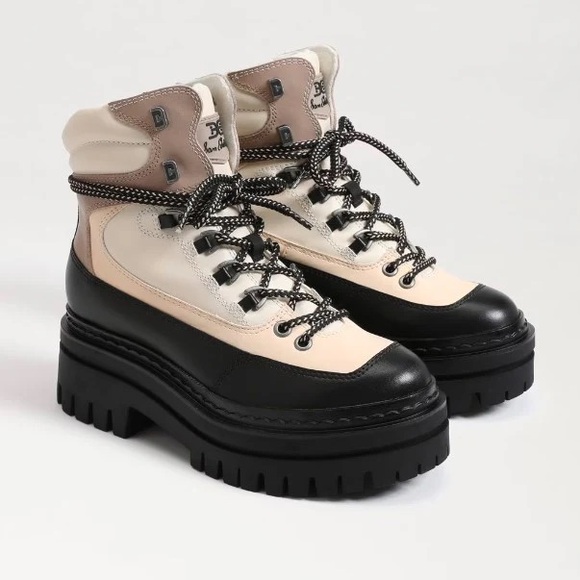 Sam Edelman Shoes - Sam Edelman “Kace” Lace up Lug Sole  Boot (Black and Modern Ivory)